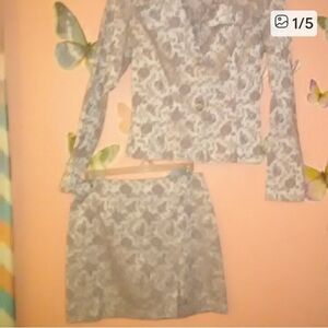 Rampage Gray Floral Skirt Set
